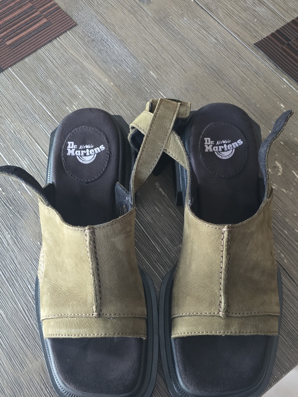 Dr. Martens MABOLE Olive Suede Open-Toe MULES